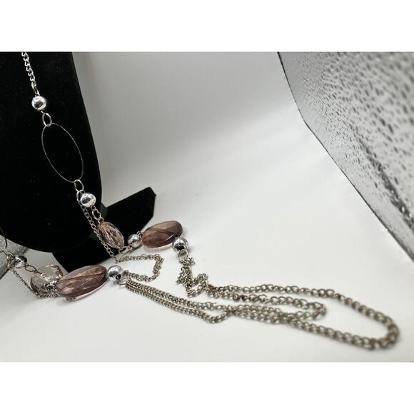 Long Silver-Tone & Lavender Large Beaded 32.25" Necklace! - Picture 8 of 10